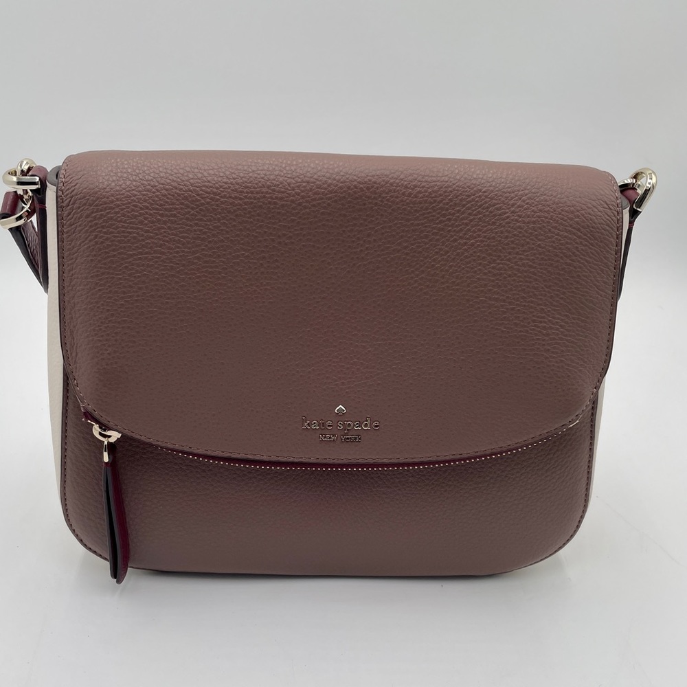 kate spade Pebbled Leather Crossbody Shoulder Bag in Mauve Brown